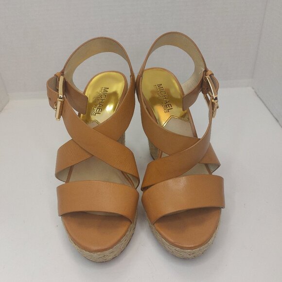 Michael Michael Kors Giovanna Leather Wedge Sandal Women's Size 6.5M - Picture 1 of 15